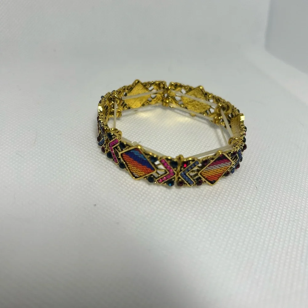 Girasol Multicolor Woven Beaded Bracelet - Gold Accents‎